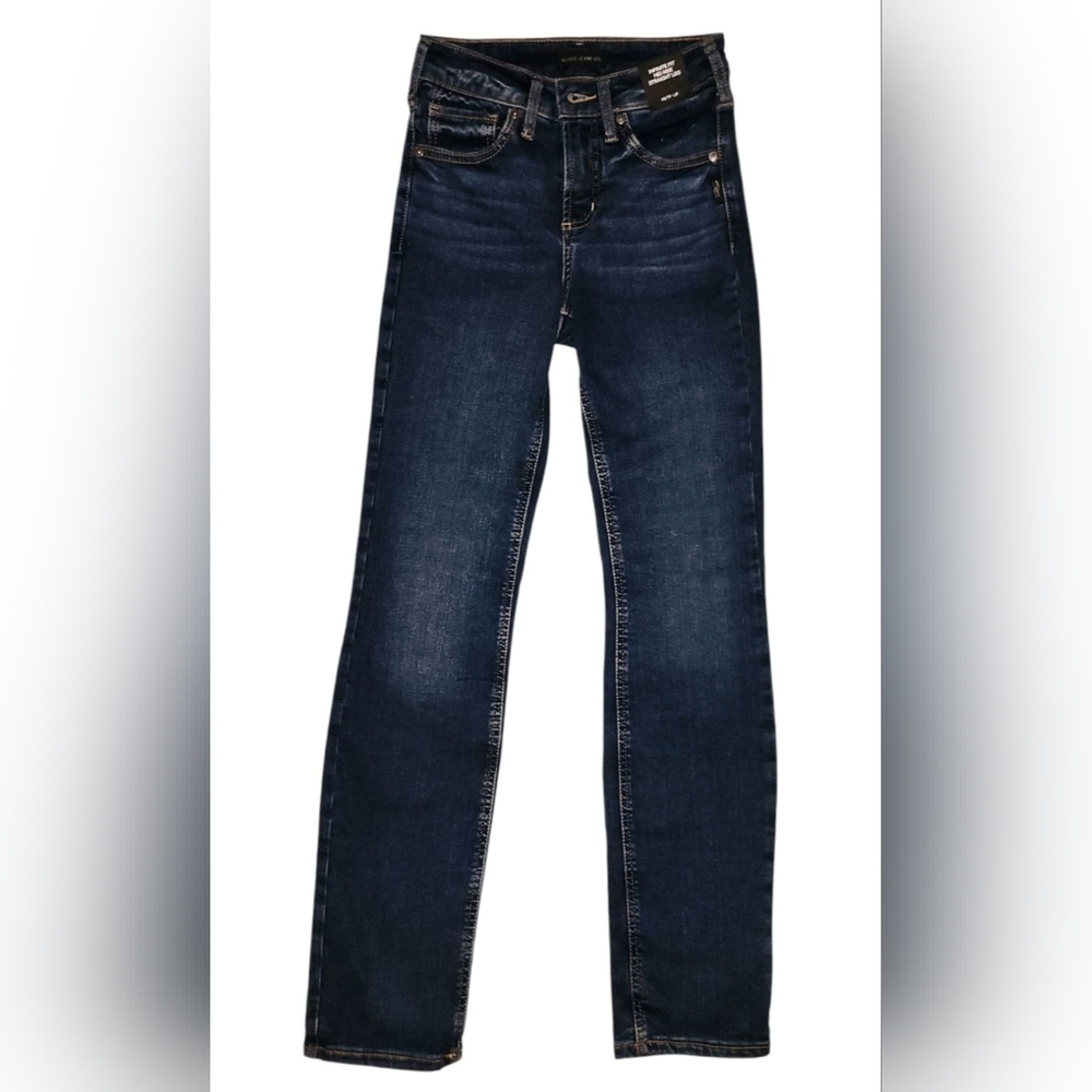Silver Jeans Co. Infinite Fit Mid Rise Straight Dark Wash Blue Jeans Size XS/31
